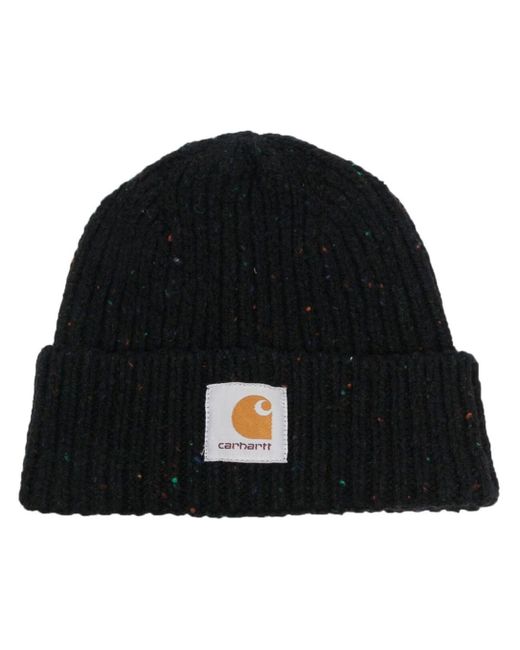 Carhartt Black Logo-Patch Wool Beanie for men