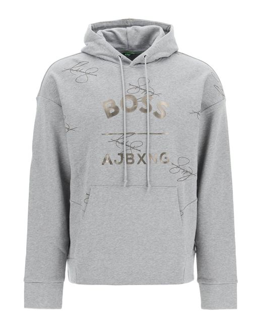 BOSS by HUGO BOSS Signature Hoodie X Ajbxng in Grey for Men | Lyst UK