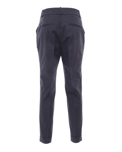 Peserico Blue Tailored Trousers With Mid-Rise Waist