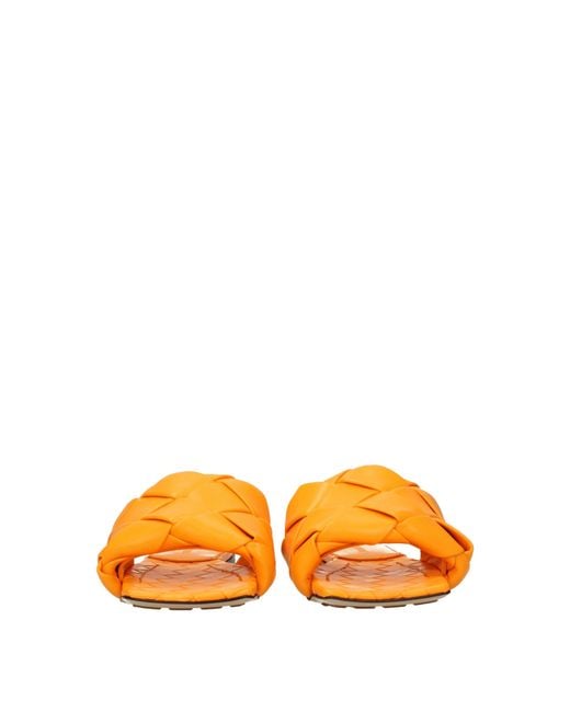 Bottega Veneta Orange Mandarin Leather Sandals And Clogs