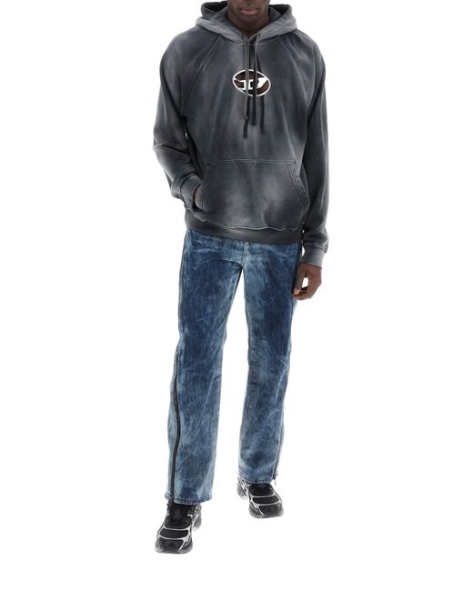 Sudadera con capucha con logotipo ovalado y corte D DIESEL de hombre de color Gray