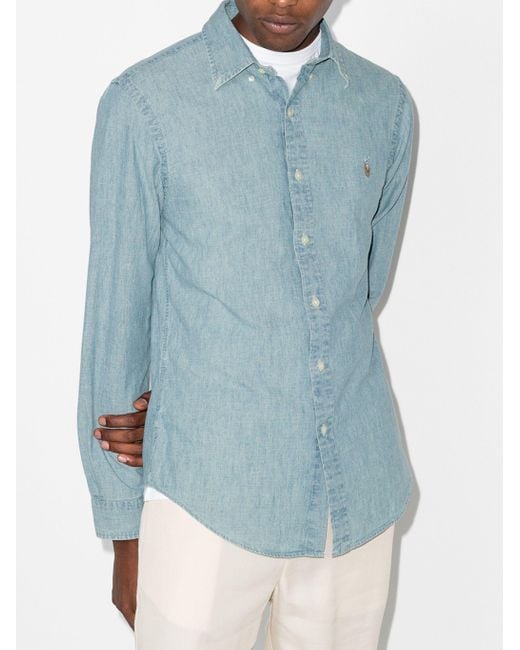 Polo Ralph Lauren Blue Slim-Fit Chambray Shirt for men