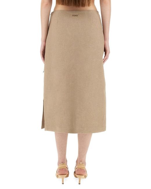 Fendi Natural Waxed Linen Skirt