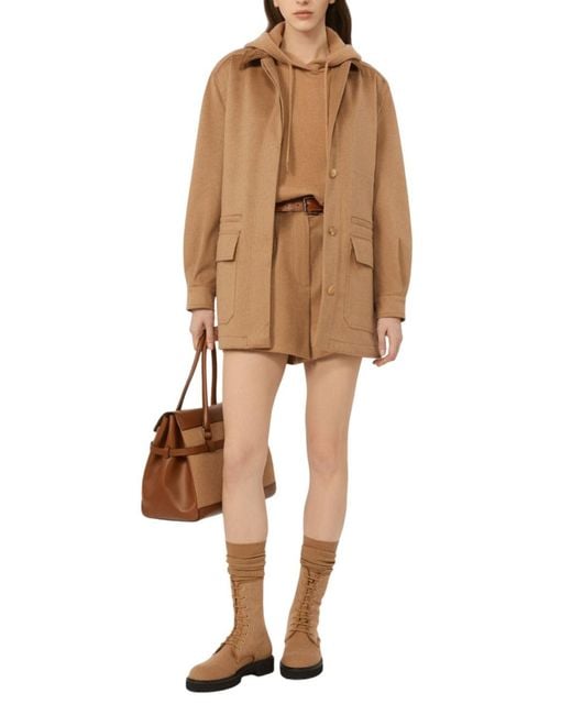 Max Mara Natural Wool And Cashmere Hoodie