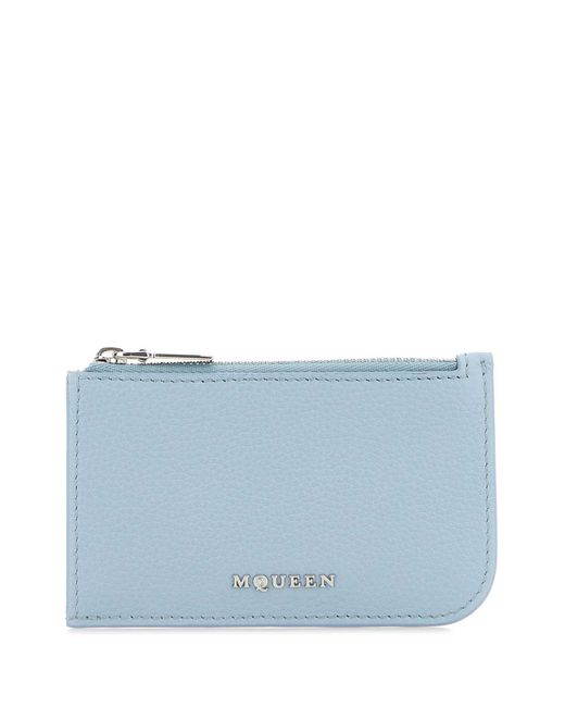 McQueen Blue Light Leather Card Holder for men