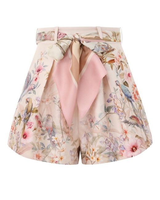 Zimmermann Pink Rebellion Pleated Shorts