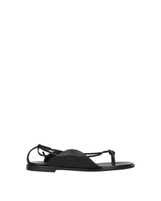 Ferragamo Black Agena Leather Flip Flops