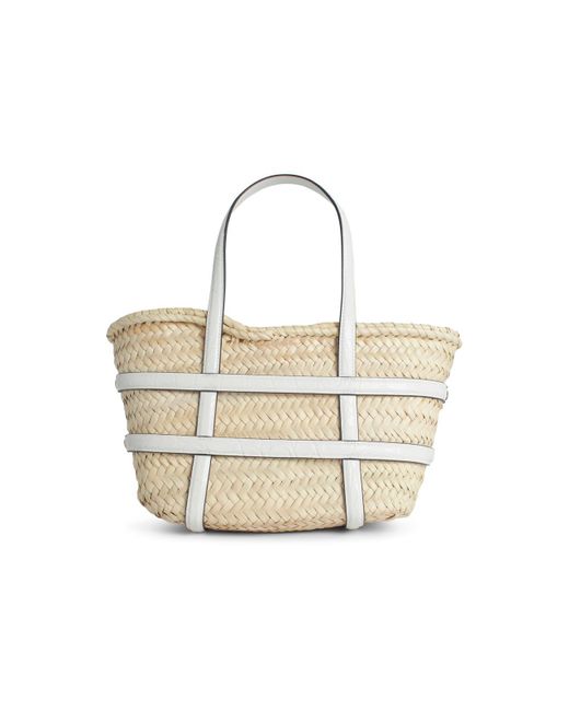 Tory Burch Small 'ella' Boodschappentas In Witte Mandstro in het White