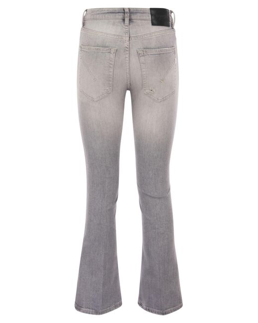 Dondup Gray Dy Super Skinny Bootcut Jeans In Stretch Denim