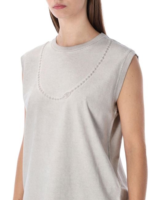 DIESEL White T-Embej Sleeveless Cotton T-Shirt