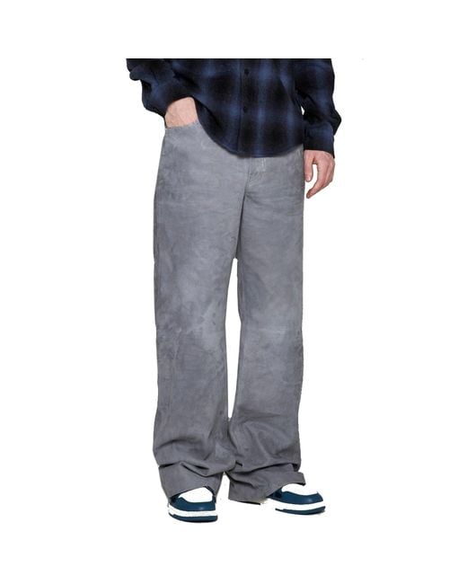 Amiri Gray Leather Pants for men