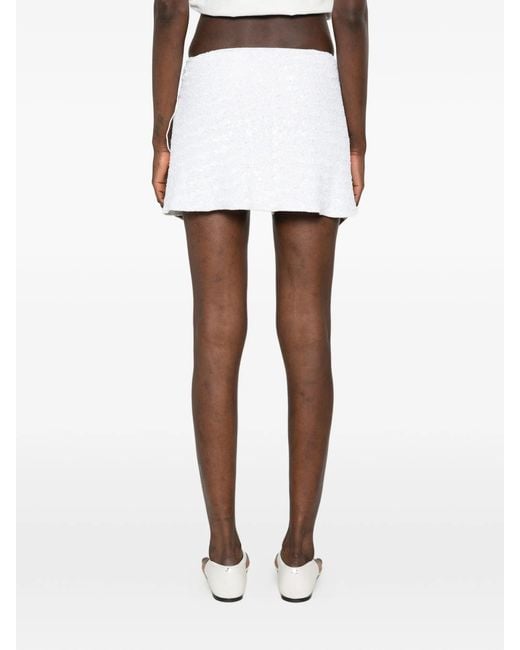 Oseree White Paillettes Skirt