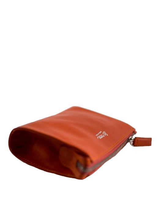 LA ROSE Orange Minimal Leather Make Up Bag