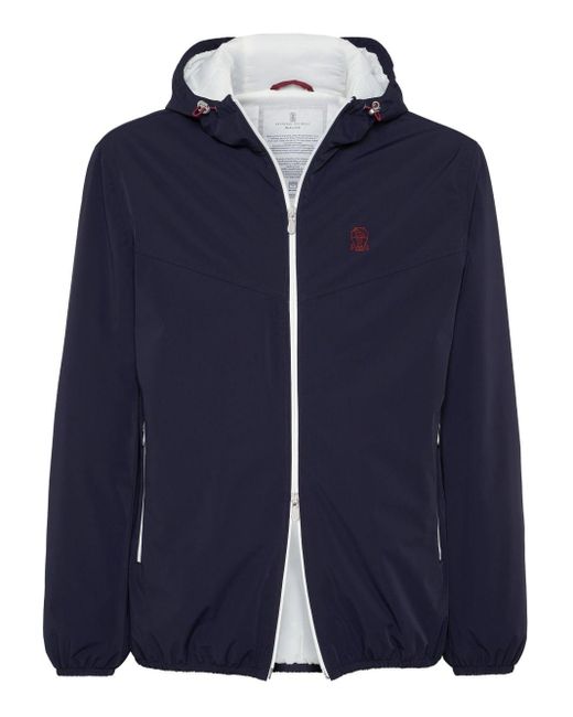 Brunello Cucinelli Fitted Coat With Zip Front in Blue für Herren