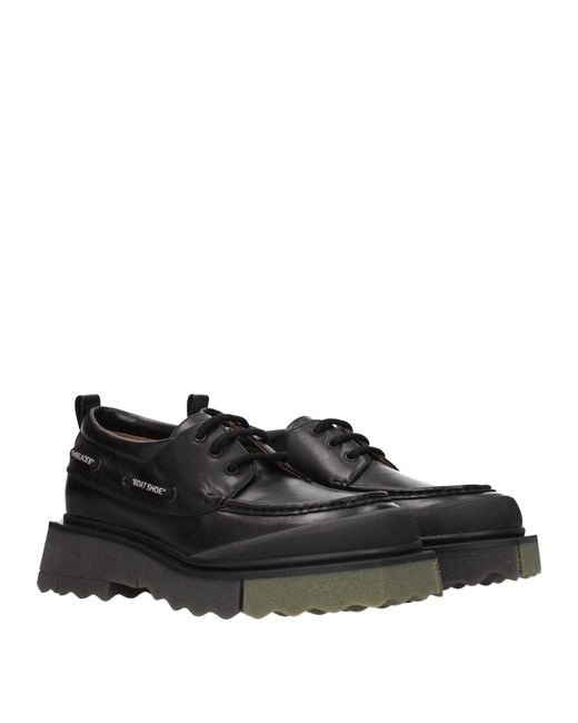 Off-White c/o Virgil Abloh Black Derby Uomo Pelle Nero/Verde Militare for men