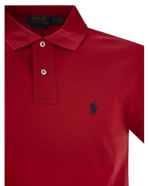 Polo Ralph Lauren Red Slim Fit Pique Polo Shirt for men