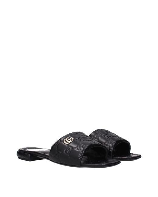 Gucci Black Slides And Clogs Leather