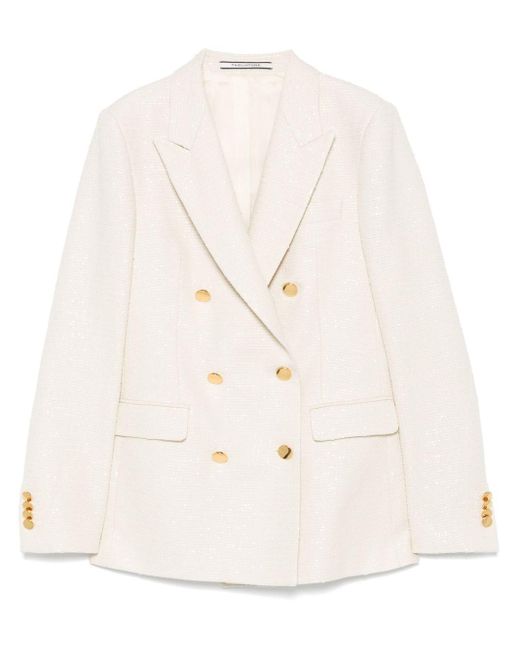 Tagliatore Natural Tailored Double-Breasted Jacket With Textured Fabr
