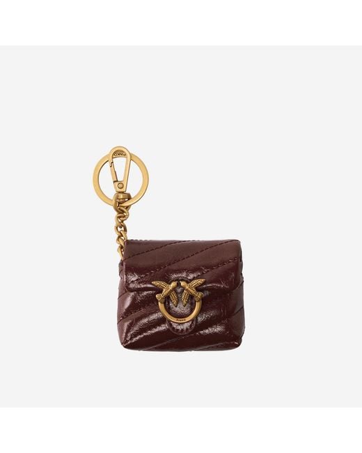 Pinko Brown Glossy Leather Airpods Love Bag