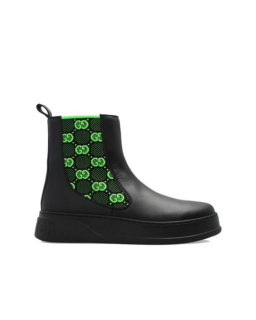Gucci Green Gg Leather Boots for men
