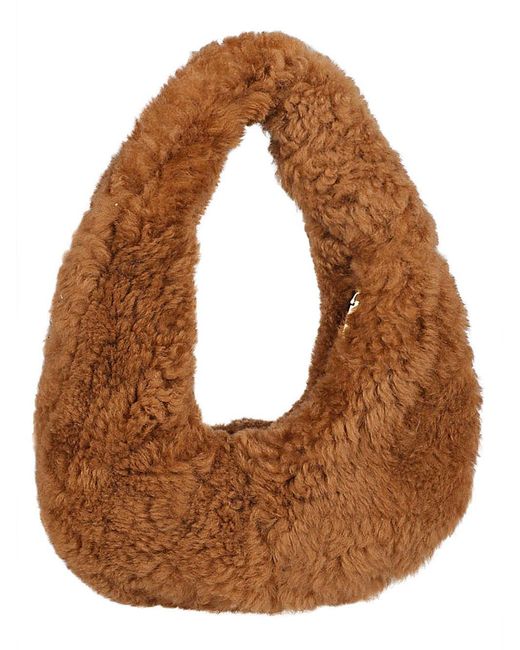 Anita Bilardi Brown Faux Fur Shoulder Bag