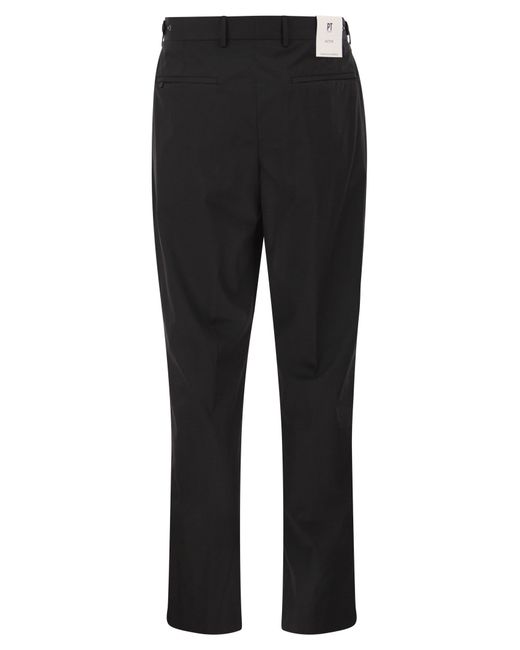 PT Torino Black Active Stretch Technical Cotton Trousers