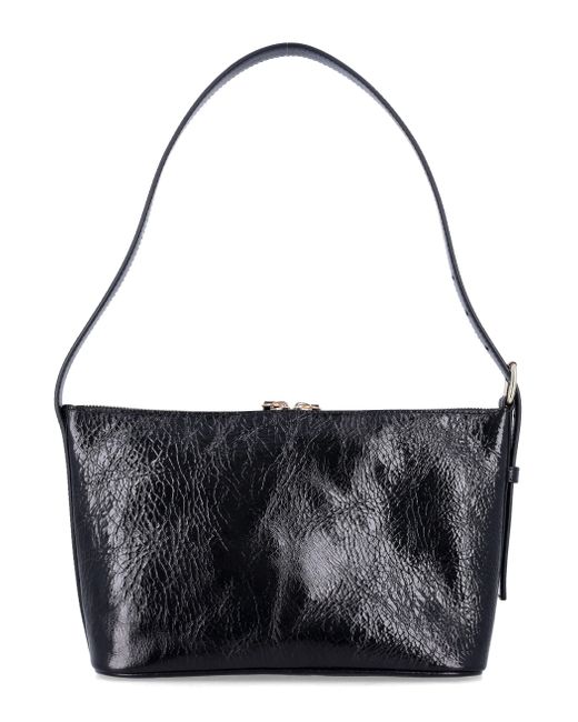 A.P.C. Black Vera Crinkle Leather Shoulder Bag