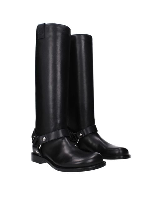 Loewe Black Stivali Campo Biker Donna Pelle Nero