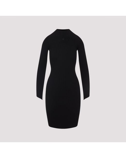 Courreges Cirkel Geribbelde Mini-Jurk in het Black