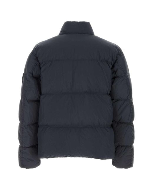 Stone Island Navy Blue Nylon Down Jacket for men