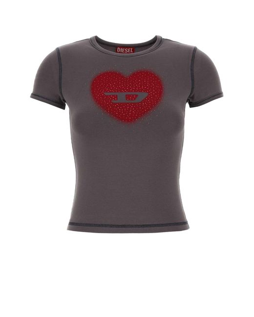 DIESEL Red Stretch Cotton T-Shirt
