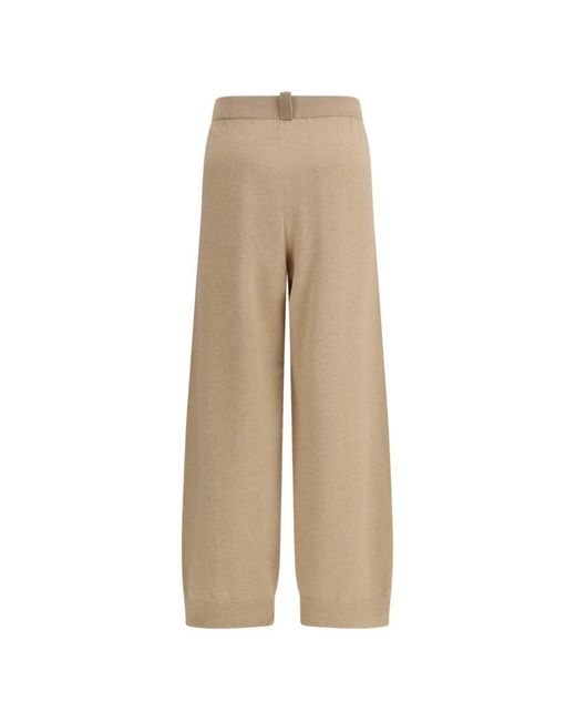 Fabiana Filippi Natural Ribbed Jewel-Detail Trousers