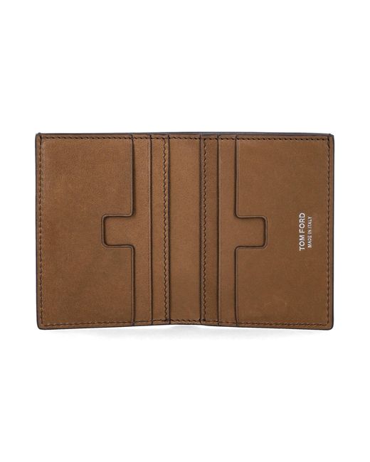 Tom Ford Brown Nubuck Leather Card Holder for men