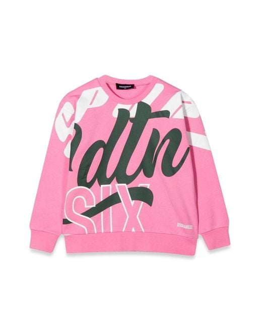 DSquared² Crewneck Sweatshirt Allover Writing in het Pink