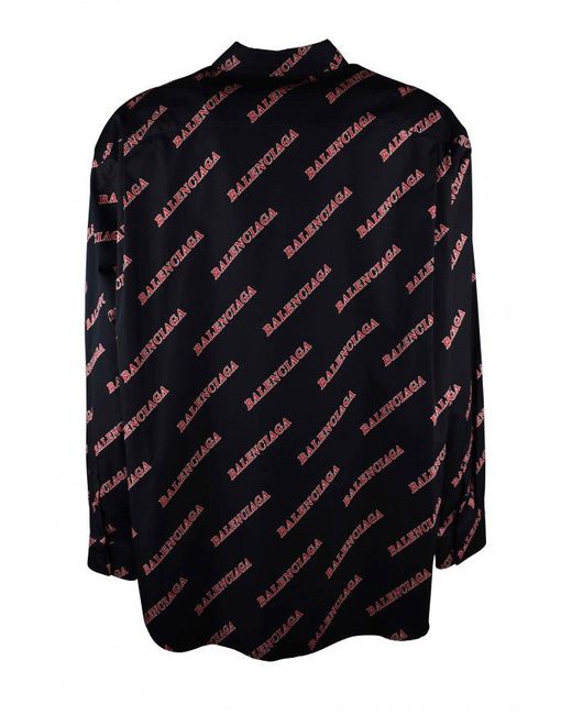 Balenciaga Blue Monogrammed Cotton Logo Shirt for men