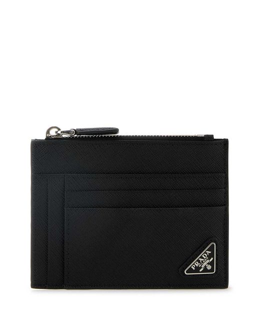 Prada Black Leather Card Holder for men