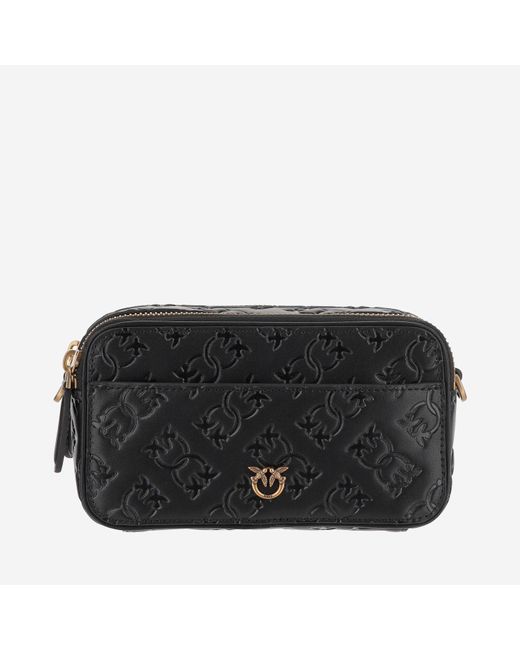 Bolso de cuero Monogram de cuero Pinko de color Black