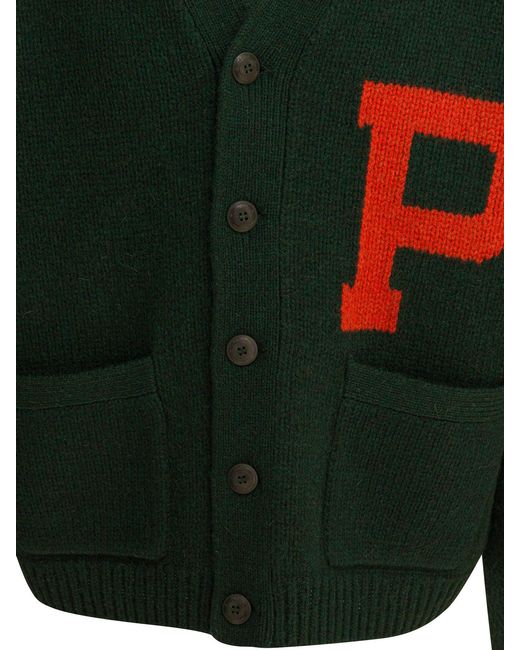 Cardigan col V avec logo Polo Ralph Lauren pour homme en coloris Green