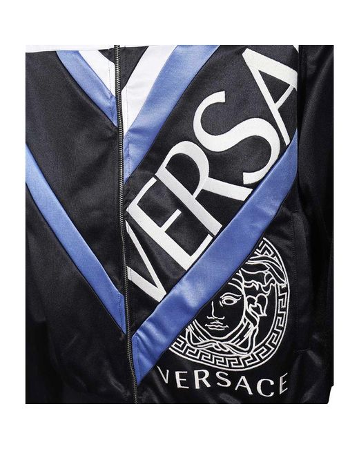 Versace Logo Gedrukte Jas in het Blue voor heren