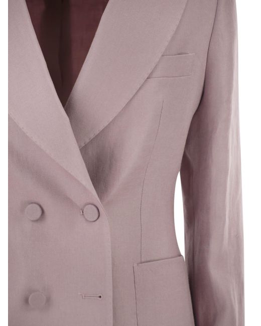 Blazer de lino con doble botonadura Tagliatore de color Purple