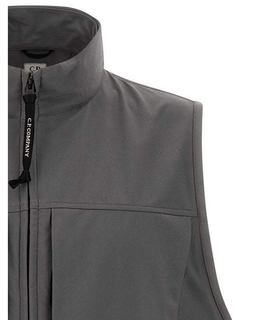 C P Company Gray 'Cp Shell Hooded' Vest for men