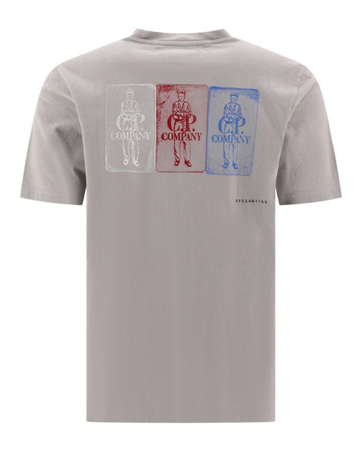 C P Company C.p. Bedrijf "24/1 Drie Kaarten" T -shirt in het Gray voor heren