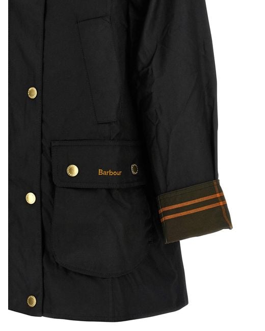 Barbour Black Waxed Cotton Casual Jacket With Corduroy Collar