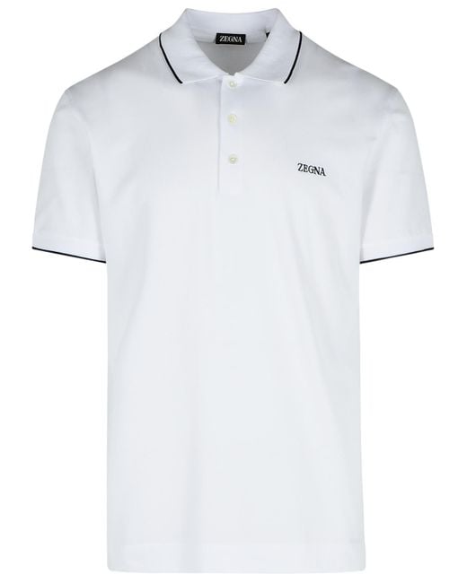 Zegna Wit Katoenen Poloshirt in het White voor heren