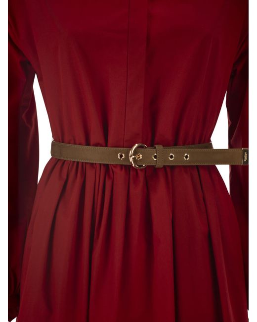 Max Mara Red Mstmarmo Cotton Shirt Dress