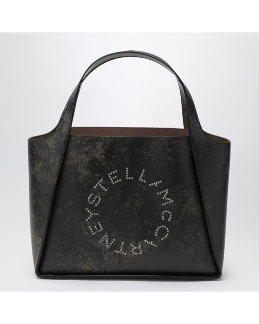 Stella McCartney Black Large Stella Logo Bag With Aged Effect