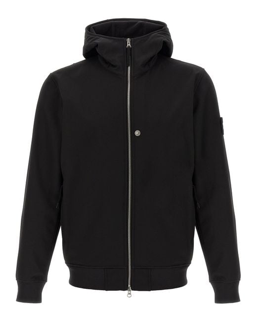 Stone Island Black 'Soft Shell-R E.Dyetechnology' Jacket for men