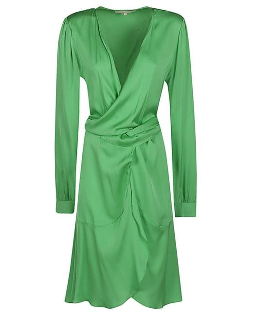 Silk95five Green Short Silk Dress