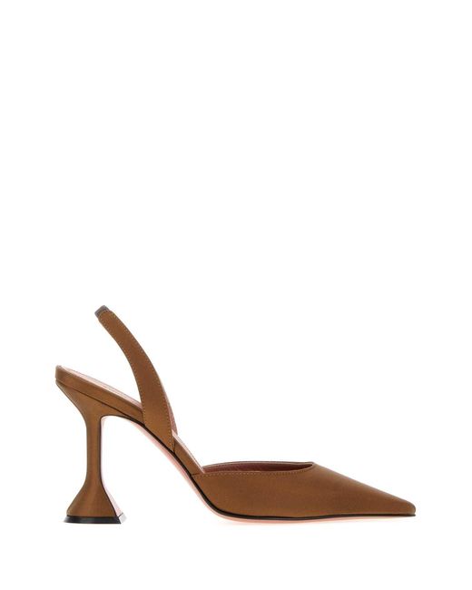 AMINA MUADDI Brown Satin Holli Sling Pumps