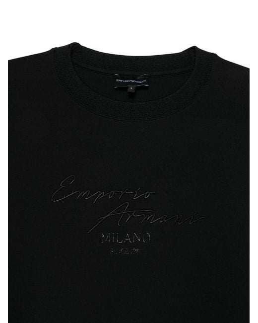 Emporio Armani Black Cotton Crewneck Sweatshirt